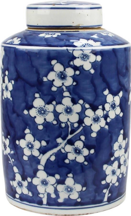 Fine Asianliving Chinese Gemberpot Blauw Wit Porselein Bloesems D19xH29cm