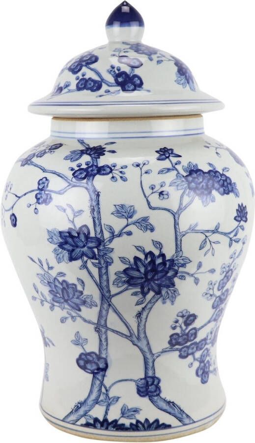 Fine Asianliving Chinese Gemberpot Blauw Wit Porselein Bloesems D29xH48cm