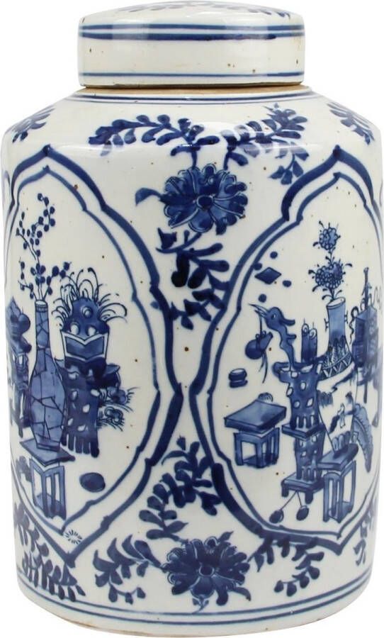 Fine Asianliving Chinese Gemberpot Blauw Wit Porselein D19xH29cm