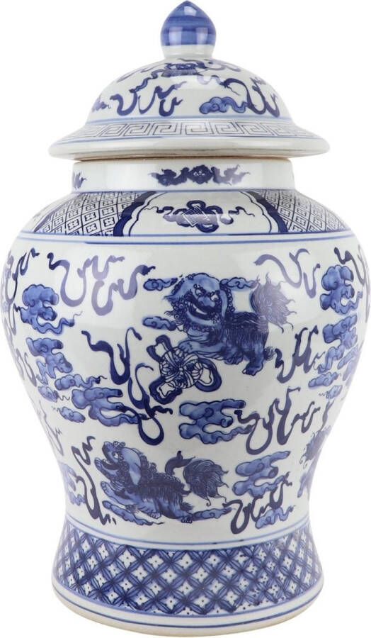 Fine Asianliving Chinese Gemberpot Blauw Wit Porselein Handgeschilderd Qilun D33xH53cm