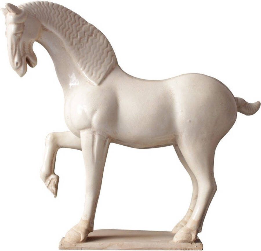Fine Asianliving Chinese Horse Tang Dynasty Terracotta Pottery White Hoof Up Handmade W44xD14xH42cm