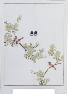 Fine Asianliving Chinese Kast Wit Handgeschilderd Bloesems B80xD35xH99cm Chinese Meubels Oosterse Kast