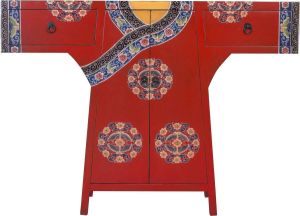 Fine Asianliving Chinese Kimono Kast Handgeschilderd Rood B120xD35xH87cm Chinese Meubels Oosterse Kast