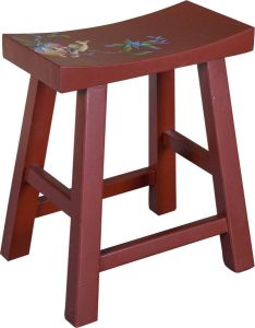 Fine Asianliving Chinese Kruk Handbeschilderd Rood B43xD23xH50cm Chinese Meubels Oosterse Kast
