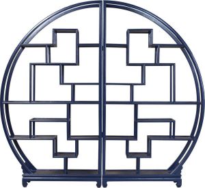 Fine Asianliving Chinese Ronde Open Display Kast Midnight Blue Orientique Collectie B176xD26xH192cm Chinese Meubels Oosterse Kast