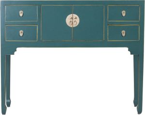 Fine Asianliving Chinese Sidetable Teal blauw Orientique Collectie B100xD26xH80cm Chinese Meubels Oosterse Kast