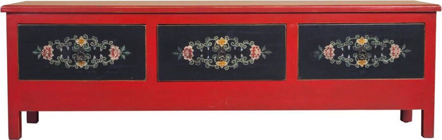 Fine Asianliving Chinese TV Meubel Rood Handbeschilderd B155xD40xH42cm Chinese Meubels Oosterse Kast
