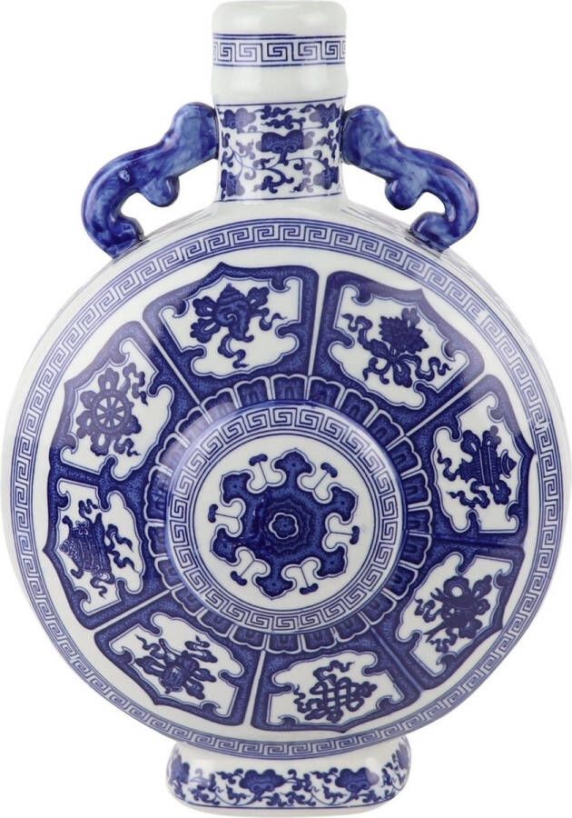 Fine Asianliving Chinese Vaas Blauw Wit Porselein D22xH35cm