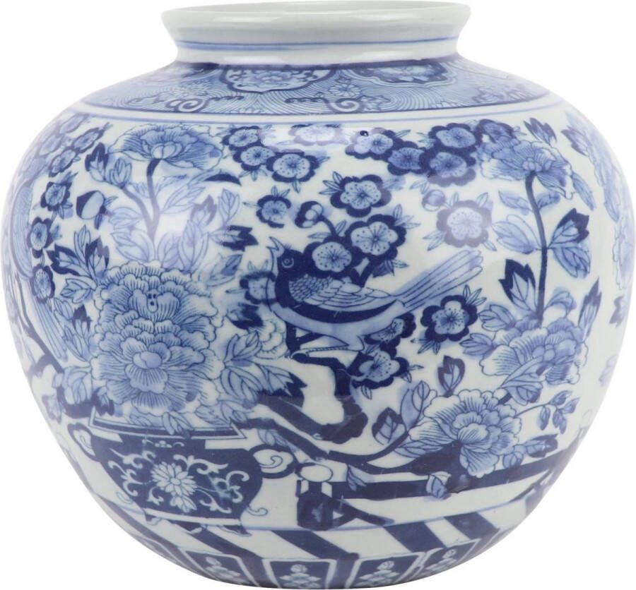 Fine Asianliving Chinese Vaas Blauw Wit Porselein D23xH20cm