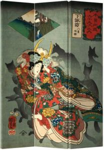 Fine Asianliving Japans Kamerscherm Oosters Scheidingswand B120xH180cm 3 Panelen Japanse God Okami