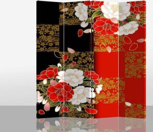 Fine Asianliving Japans Kamerscherm Oosters Scheidingswand B160xH180cm 4 Panelen Japanse Pioen