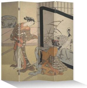 Fine Asianliving Japans Kamerscherm Oosters Scheidingswand B160xH180cm 4 Panelen Japanse Vrouwen