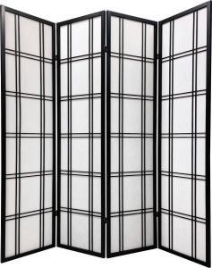 Fine Asianliving Japans Kamerscherm Shoji B180xH180cm Scheidingswand Zwart Isumi