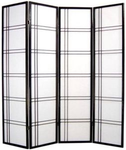 Fine Asianliving Japanse Kamerscherm B180xH180cm 4 Panelen Shoji Rijstpapier Zwart Double Cross