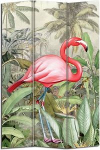 Fine Asianliving Kamerscherm Scheidingswand B120xH180cm 3 Panelen Botanisch Flamingo