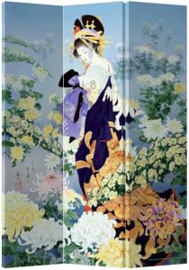 Fine Asianliving Kamerscherm Scheidingswand B120xH180cm 3 Panelen Japanse Geisha
