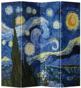 Fine Asianliving Kamerscherm Scheidingswand B160xH180cm 4 Panelen Van Gogh's De Sterrennacht