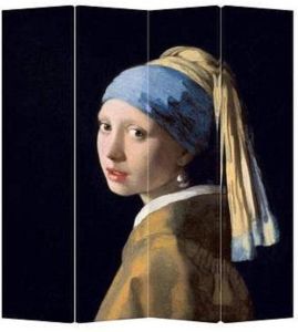 Fine Asianliving Kamerscherm Scheidingswand B160xH180cm 4 Panelen Vermeer Meisje met de Parel