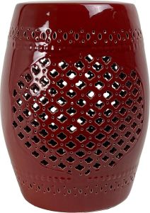 Fine Asianliving Keramische Kruk Keramiek Stoel Bijzettafel Keramische Kruk D34xH46cm Porselein Handgemaakt Wijnrood Chinese Meubels Oosterse Kast