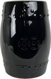 Fine Asianliving Keramische Tuinkruk D33xH46cm Porselein Handgemaakt Onyx Zwart Chinese Meubels Oosterse Kast