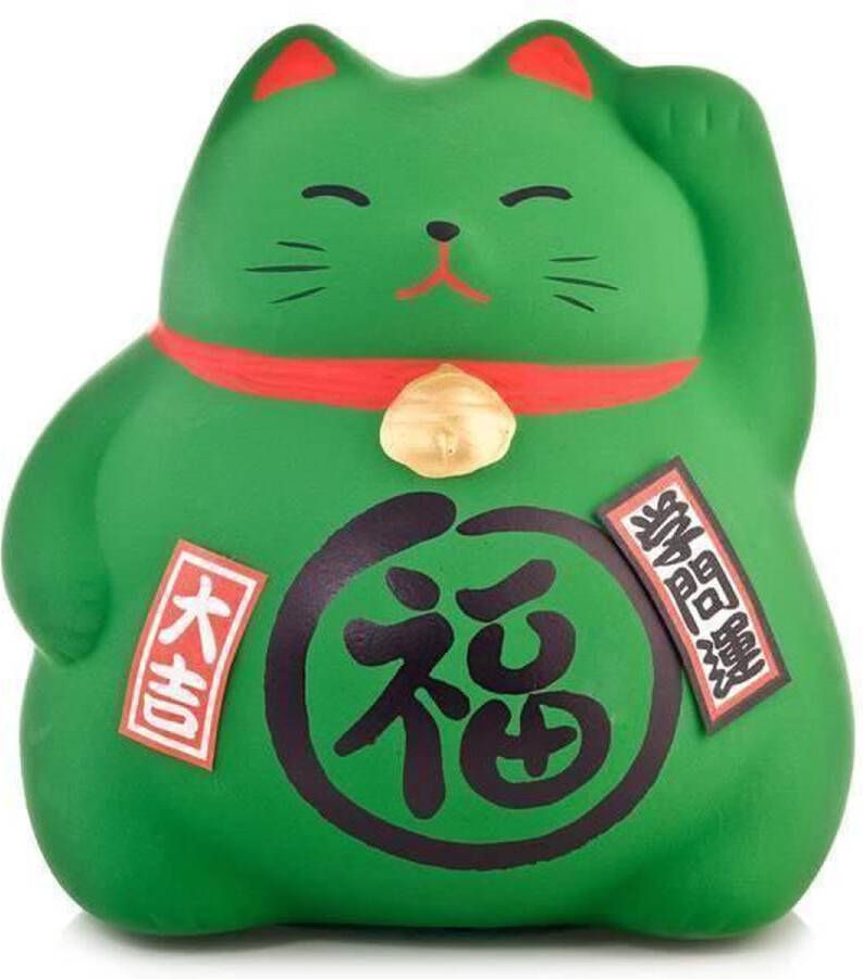 Fine Asianliving Lucky Cat Maneki Spaarpot Groen Study