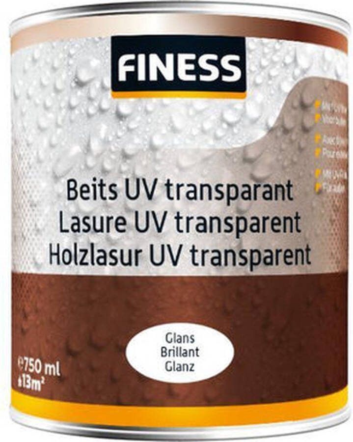 Finess beits deur & kozijn transparant glans licht eiken 0.75 ltr