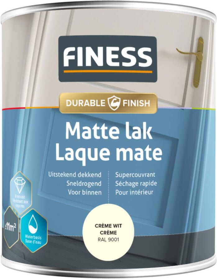Finess matte lak waterbasis crème wit (RAL 9001) 750 ml
