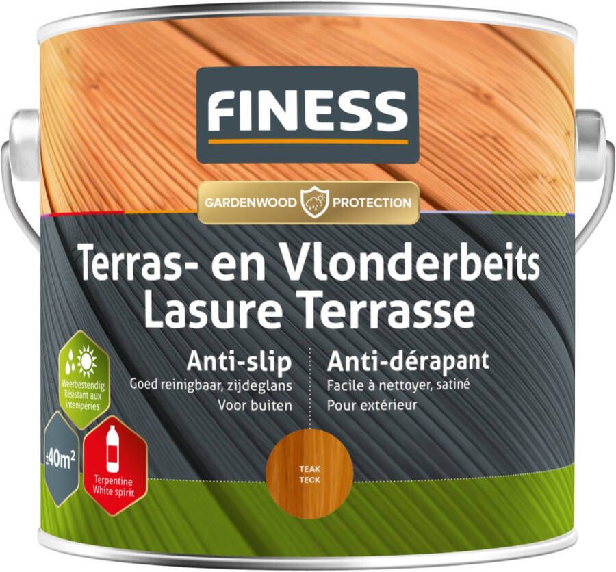 Finess Terras En Vlonder Beits Transparant 2 5 L Anti-slip Zijdeglans Beits