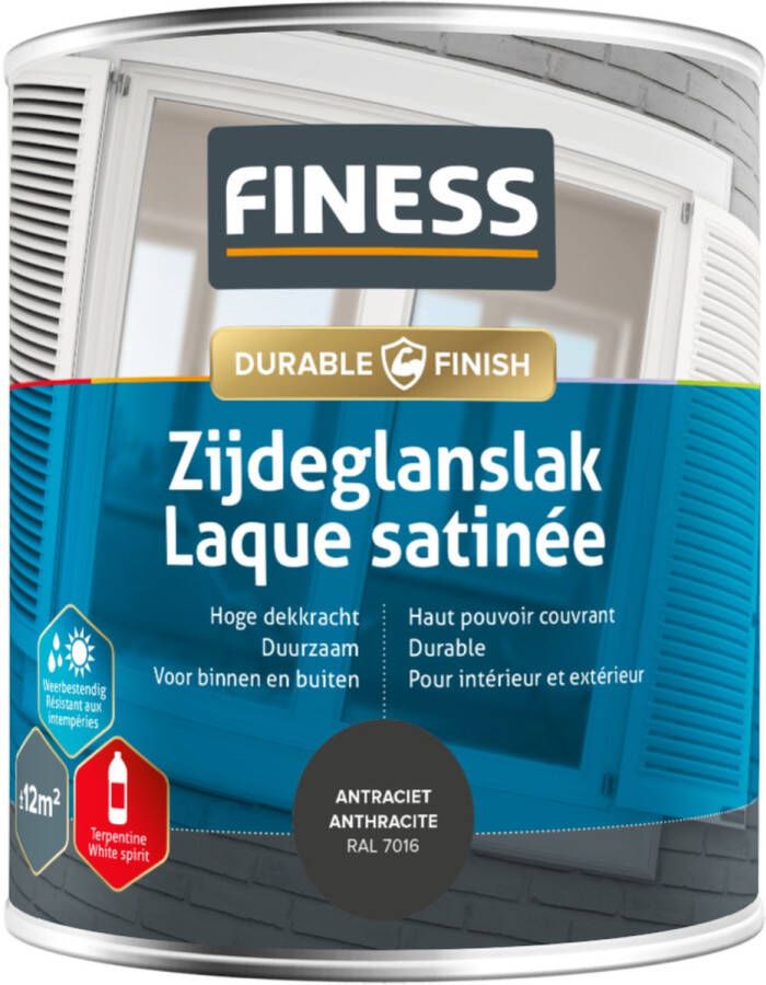 Finess Zijdeglanslak Antraciet Grijs (ral 7016) 750 Ml