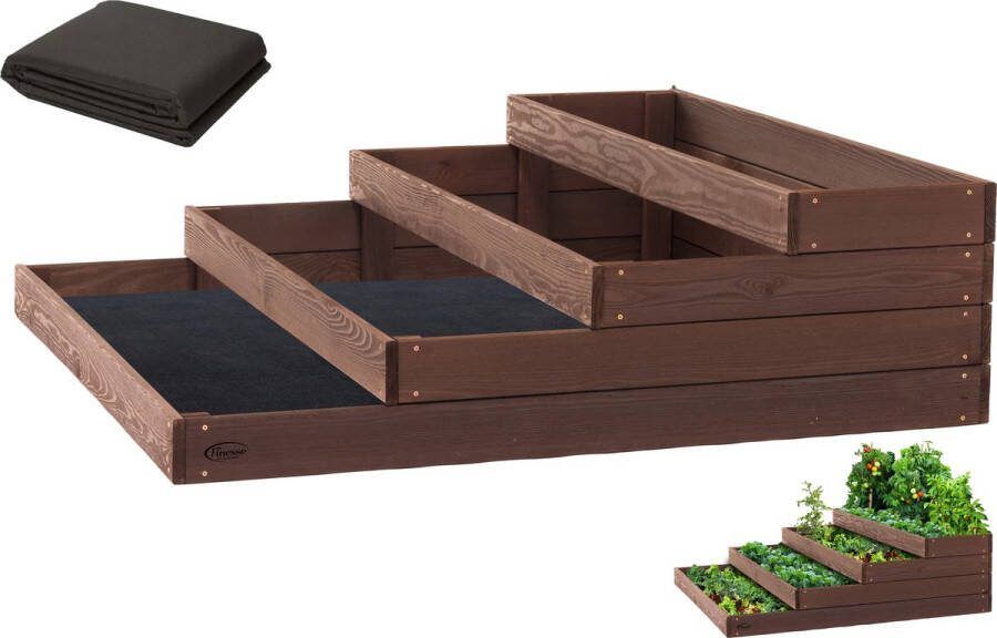 Finesse GEIMPREGNEERDE Kweekbak planten – Moestuinbak 120x120cm INCL. WORTELDOEK Kweekbakken moestuin – grenenhout