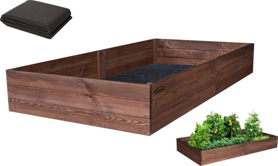 Finesse GEIMPREGNEERDE Kweekbak planten – Moestuinbak 200x120x27cm INCL. WORTELDOEK Kweekbakken moestuin – grenenhout