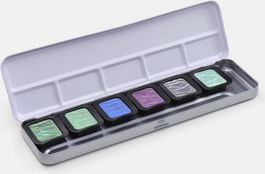 Finetec Parelmoer aquarelverf set Cool 5 parelmoerkleuren + 1 Flip-Flop kleur