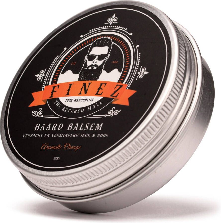 Finez Aromatic Orange Baardbalsem Beard Balm met Bijenwas Sheaboter & Kokosnootolie 60 gram Baardverzorging & styling Sinaasappel Geur