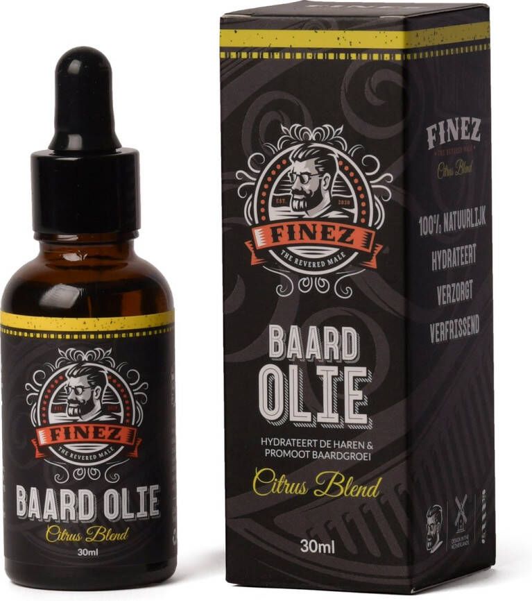 Finez Citrus Blend Baardolie 30 ml Baardverzorging Baardgroei Citrus Geur Voor Gevoelige Huid