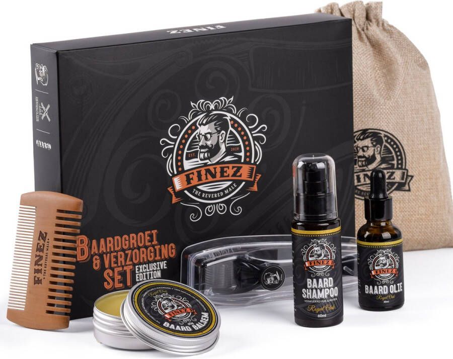 Finez Exclusive Edition Baardgroei kit Baardkam Baard roller Baardolie Baardbalsem baardshampoo