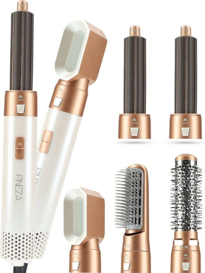 Fineza Airstyler Krultang 5 in 1 Multi Styler Föhnborstel Krulborstel Kort & Lang Haar Hairwrap Multistyler Heteluchtborstel Hairstyler Haarstyler Wit