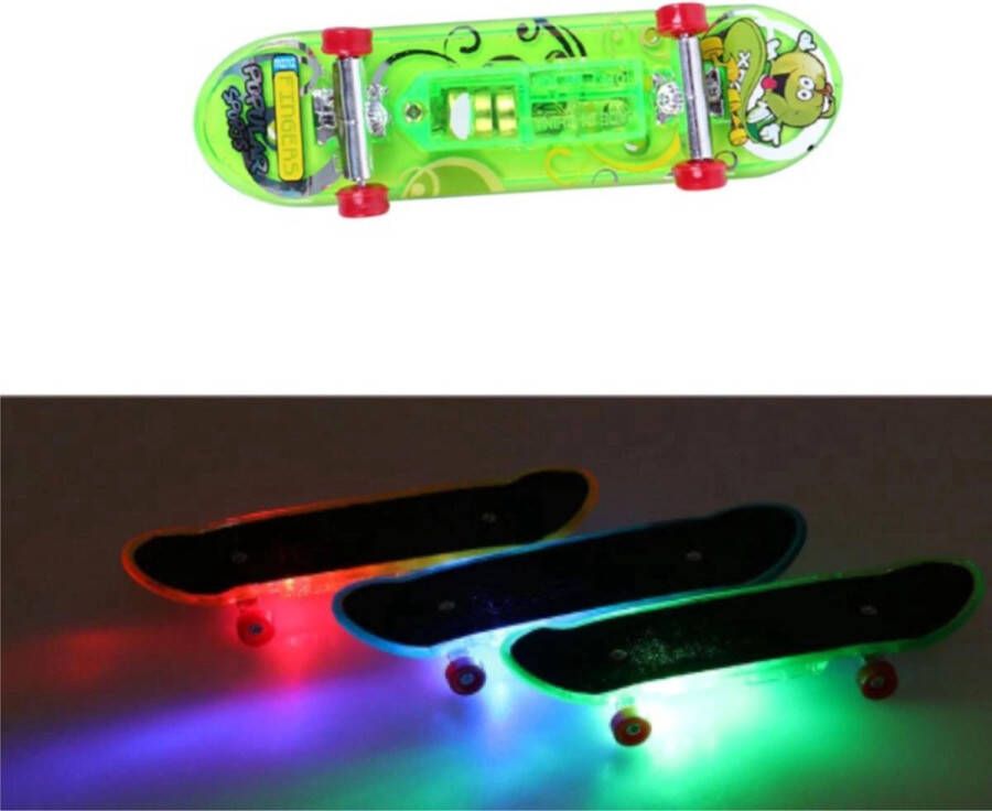 Finger Miniatuur Skateboard groen met licht | board Deck | Vingerskateboard | Vingerboard | Mini Board |9.5 cm