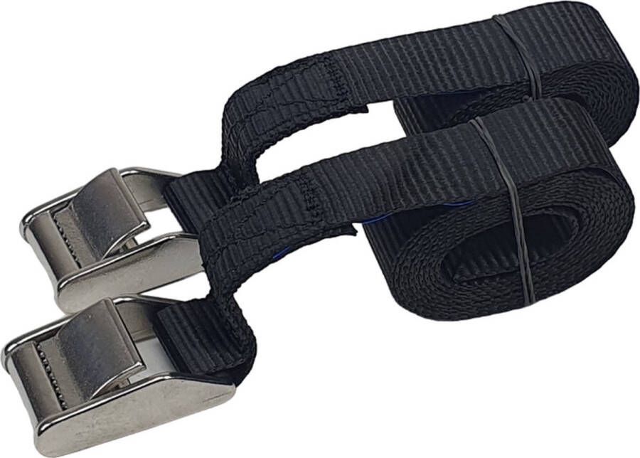 Finnacle 2 stuks Sjorbanden Spanbanden 3m RVS klemgesp Aanhanger Koffer Spullen vast maken