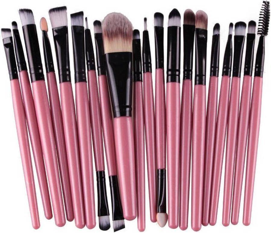 Finnacle 20-delige Make-Up Kwasten Set Roze Zwart Oogschaduw Foundation Poeder Eyeliner Wimper Lip Cosmetische Beauty Tool Kit Hot