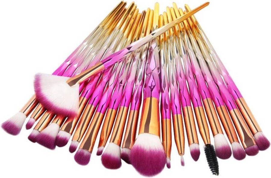 Finnacle 20-delige Make Up Kwastenset | Oogschaduw Kwasten Roze Lila Wit