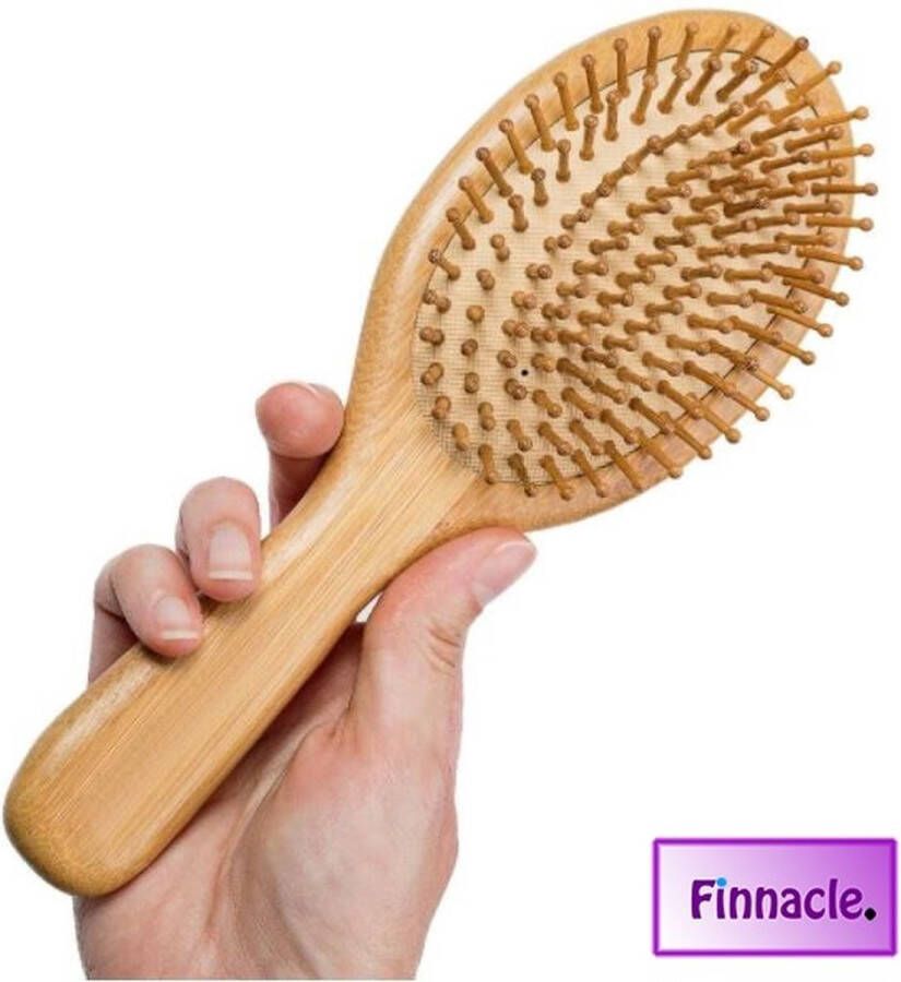 Finnacle Bamboe haarborstel Hoofdhuid massage borstel Haarborstel Rond Groot 23.5 x 8.5cm