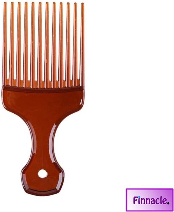 Finnacle Brede Tanden Afro Haar Krullend Haar Vork Kam Bruin Unisex Haar Stijl Krullend Massage Kappers Insert Borstel Haar Styling Tool