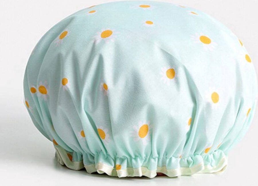 Finnacle Cyaan Madelief Douchemuts Waterdicht Dubbele Laag Vrouwen Benodigdheden Badkamer Accessoires Dikke 1Stuks Shower Cap Haar Cover Bedekking Bescherm je haar in de douche!