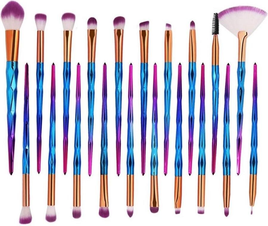 Finnacle 20-delige Blauwe Diamond Make-Up Kwastenset voor Poeder Foundation Blush Oogschaduw Lippen en Highlighter Cosmetische Beauty Penseelset met Maskerkwast