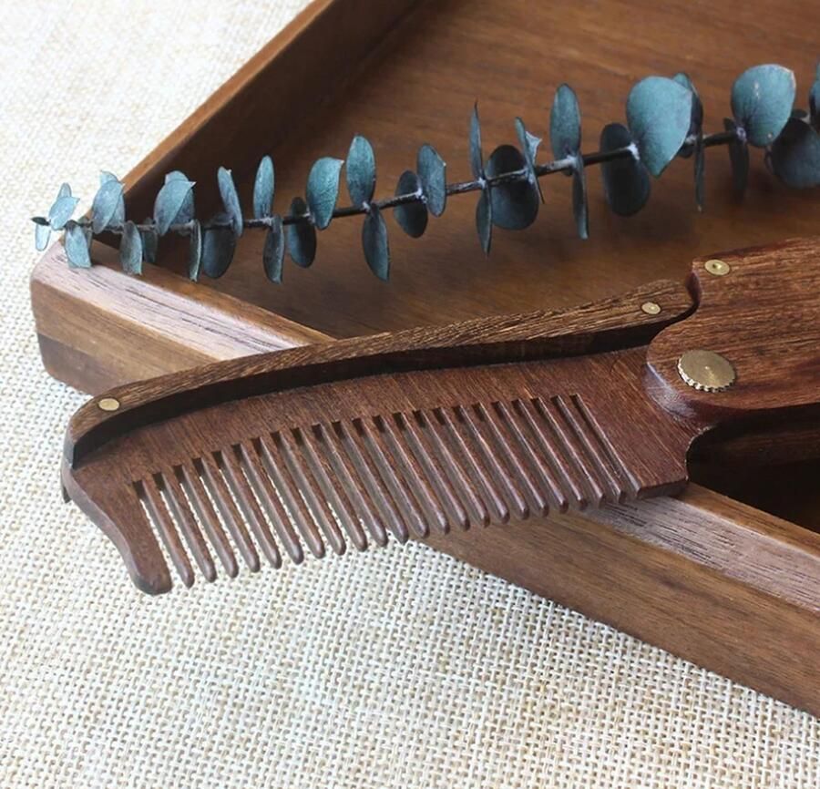 Finnacle BaardKam Baard kammen Houten kam Baardkam Inklapbare kam Haarborstel Folding Comb Pocket kam