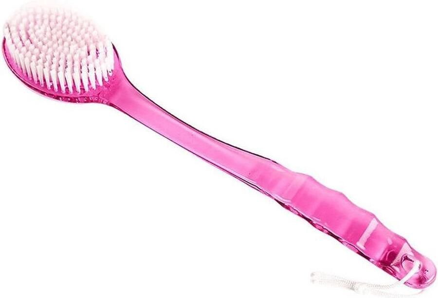 Finnacle Roze Bad Borstel met Lange Steel en Scrubber Rugborstel Badborstel Doucheborstel Roze