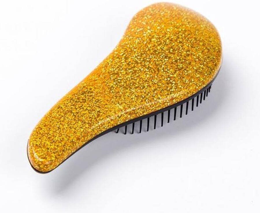 Finnacle Glitter haarborstel Goud Geel Compacte anti-klit borstel Hairbrush Haarborstel met anti-klit functie
