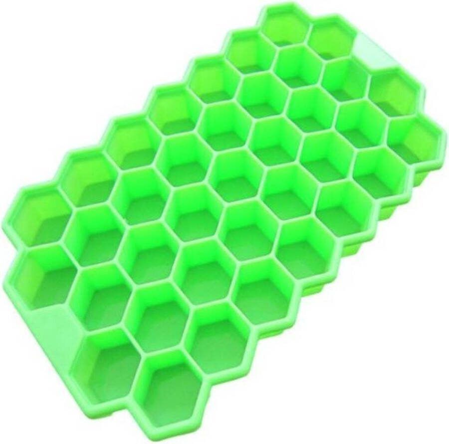 Finnacle IJsblokjes vorm Ijsklontjes Honingraat Hexagon blokjes Mal voor 37 ijsblokjes Met deksel Zomer Groen