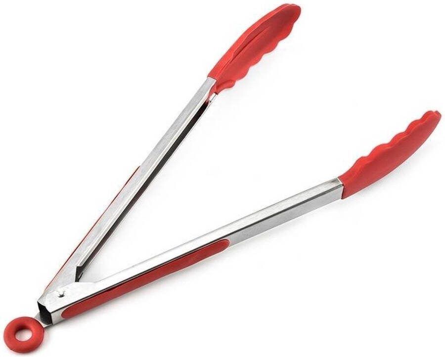 Finnacle Keukentang BBQ tang Serveertang Tang Rood Siliconen Metaal BBQ-Tang 27 cm Keukentool Tang voor in de keuken