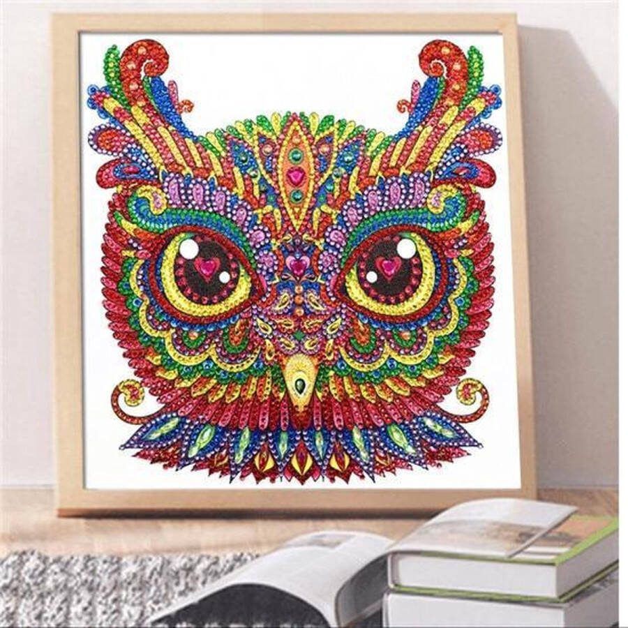 Finnacle Kleine Diamond Painting Uil set uil gekleurd 30x30cm sorteerdoos met 28 vakjes